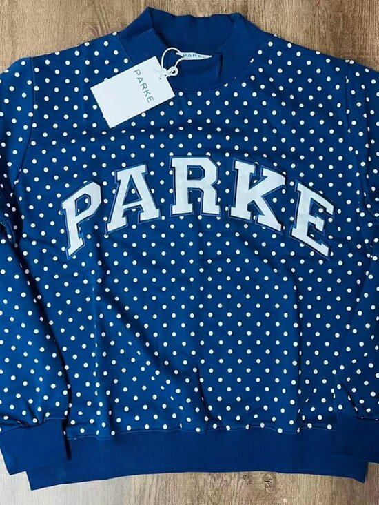 Parke Tops - PARKE Polka Dot Mock Neck Sweatshirt